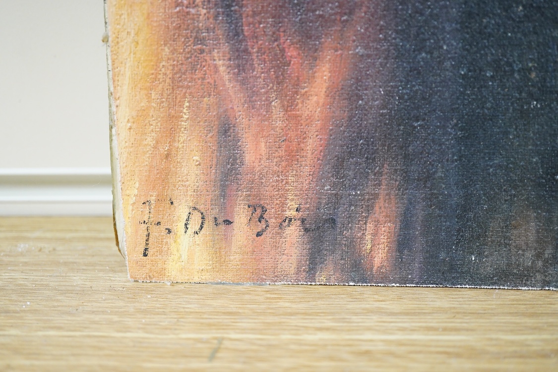 F. Du Bois, Study of two women, signed, decorative oil on canvas board, 39 x 29cm